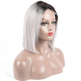 Grey Ombre Bob Lace Front Wig 1b Grey Colored Short Human Hair Wigs -SULMY | SULMY.